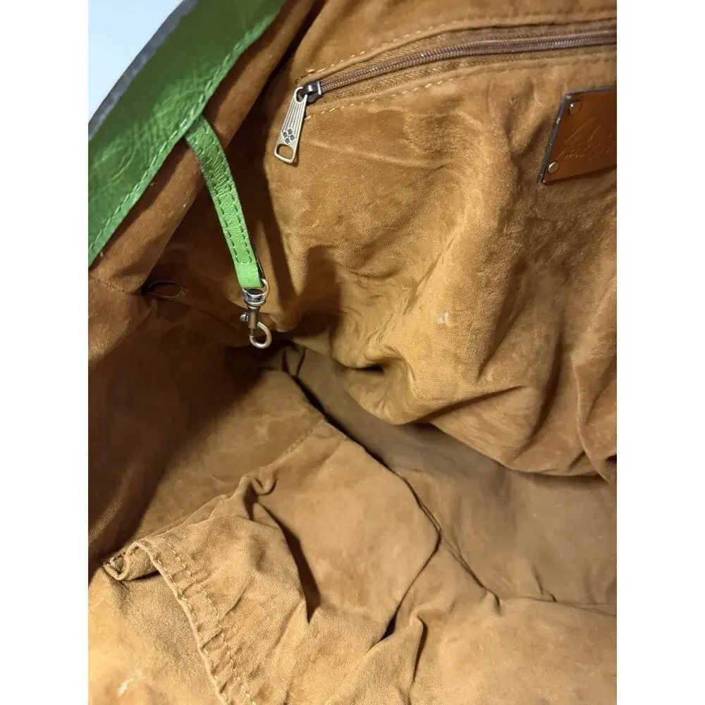 PATRICIA NASH Heritage Leather Tote Bag Turn Lock Green Boho Chic Streetwear LUX